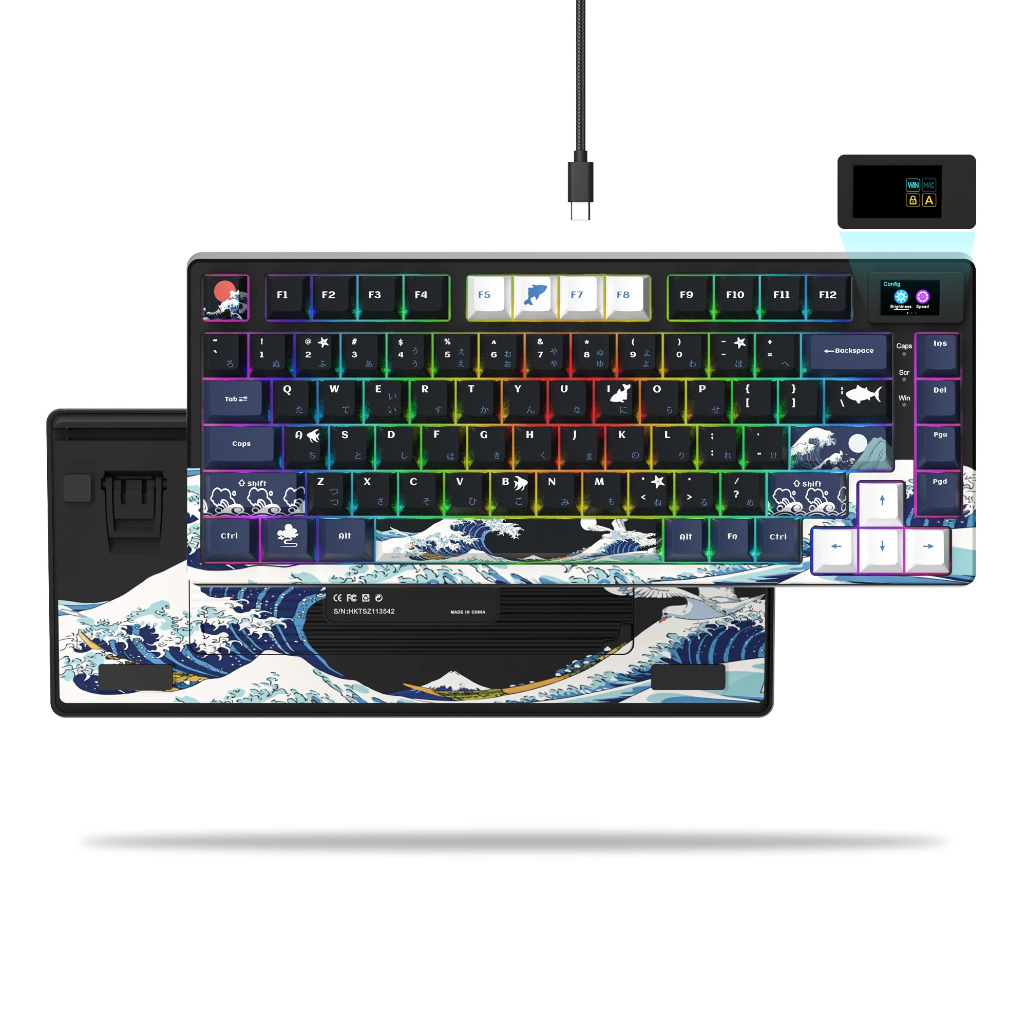 Wired Mechanical Gaming Keyboard with OLED Display Full Key Hot...